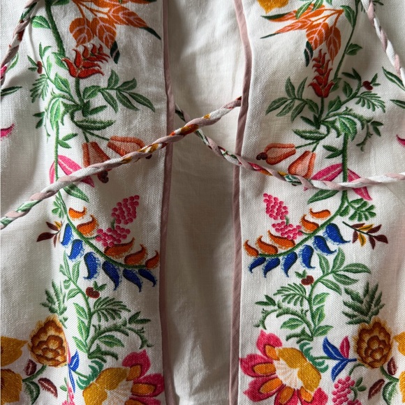 FARM Rio Off-White Delicate Forest Scarves Euroflax™ Premium Linen Blouse - Picture 4 of 7